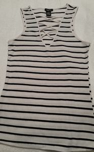 Rue21 black and white  stripe top